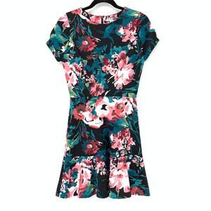 Necessary Objects Women's Size Medium Floral Bodycon Dress Black Pink